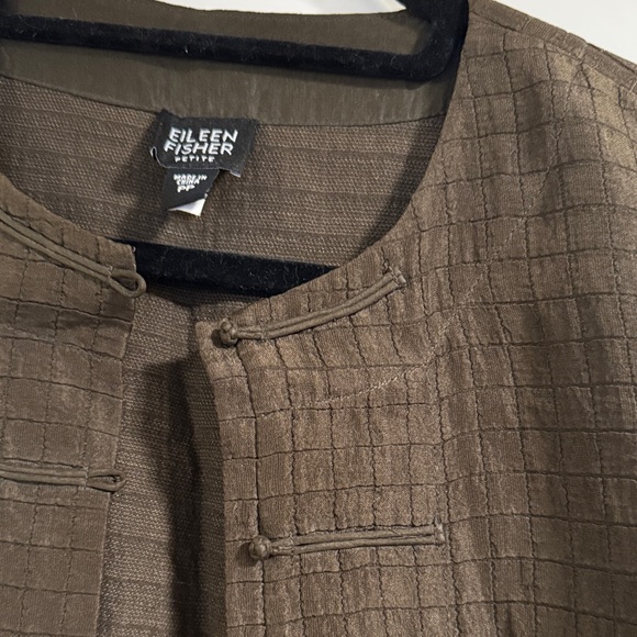 Eileen Fisher Dark Brown Textured Jacket - Picture 2 of 4